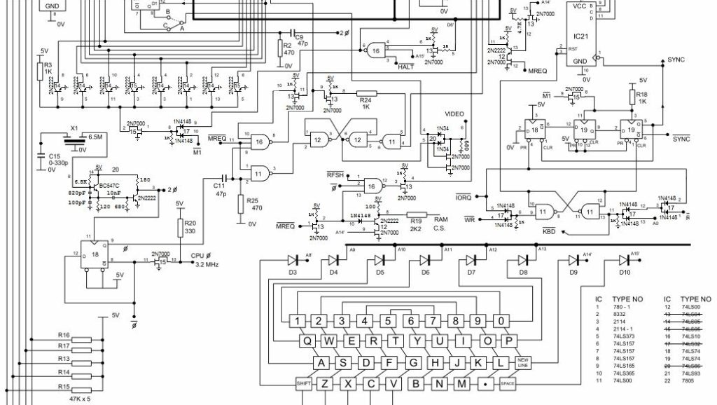 Schéma électronique d'une machine ancienne